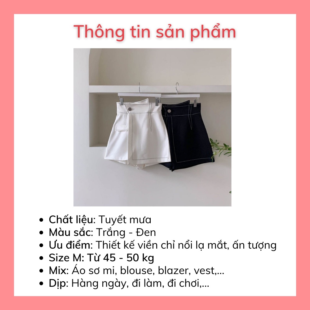 Quần giả chân váy ngắn chữ A viền chỉ nổi công sở phong cách mới Hàn Quốc Sollle