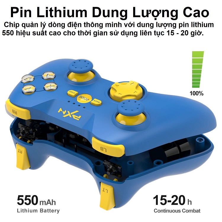 Tay Chơi Game PXN-P3, Wireless Hỗ Trợ Cả USB 2.4, Tay Không Dây Tương Thích Với Máy / PS4 / PS3 / PC / IOS MFI / Android