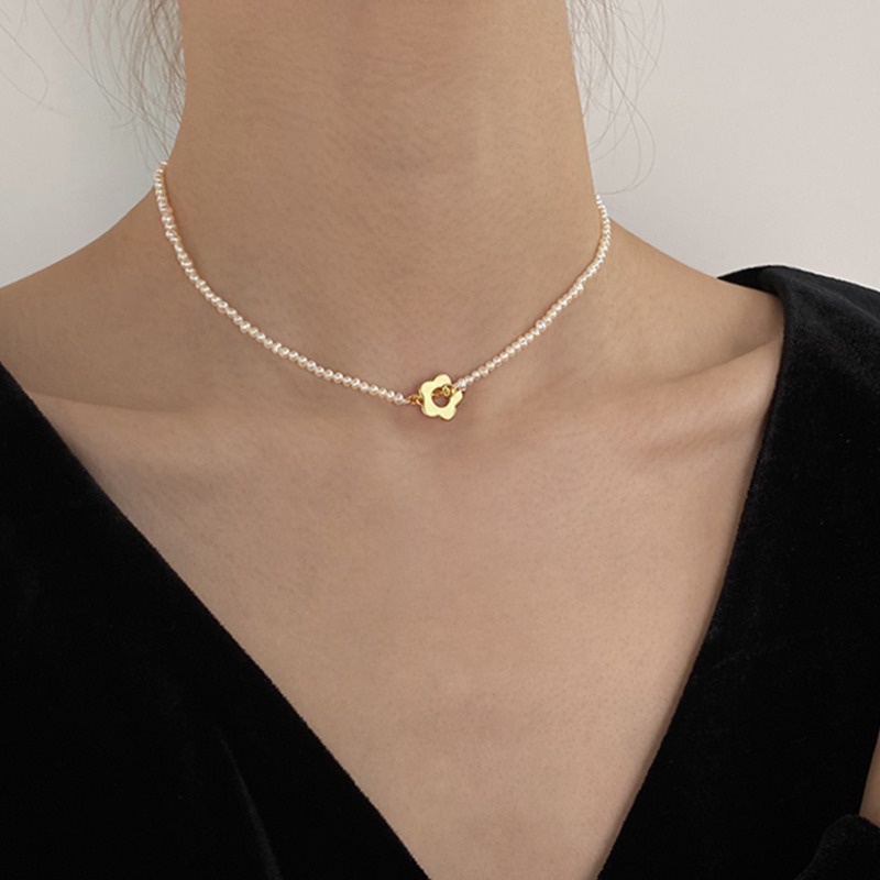 Vòng cổ bạc phối hạt ngọc trai thời trang dành cho phái nữ