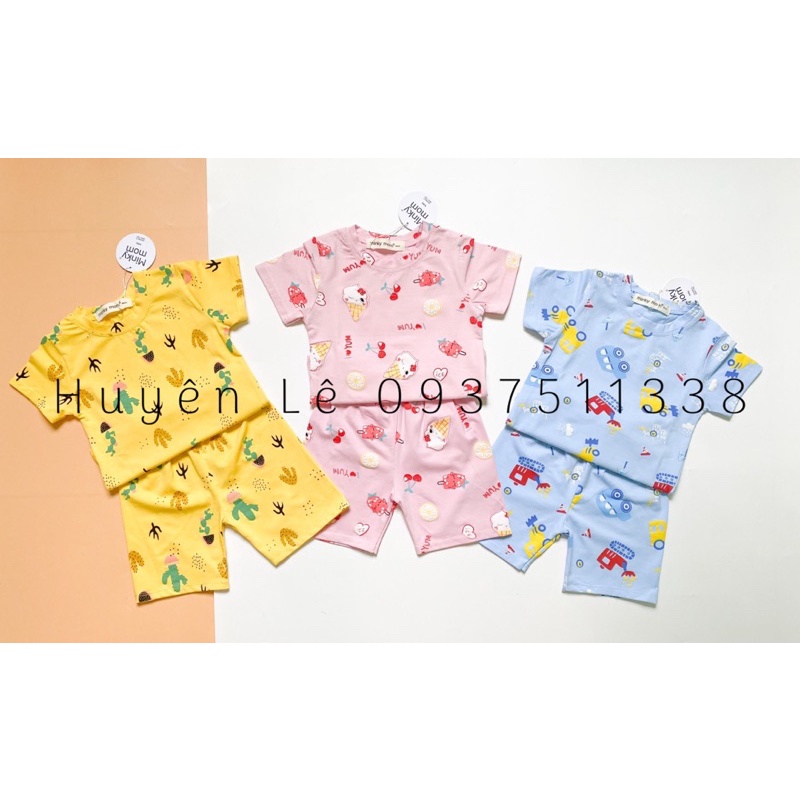 Bộ Cộc Tay MINKY MOM THUN LẠNH in toàn thân hoan tiết dễ thương -TH101