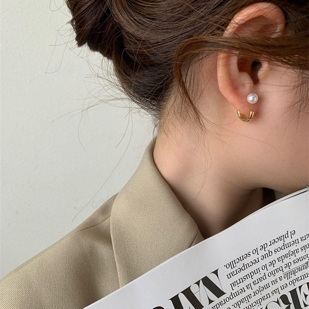 Bông Tai Thời Trang Vintage Sang Trọng Cho Nữ|Khuyên Tai Kim Loại Hình Chữ C Cá Tính