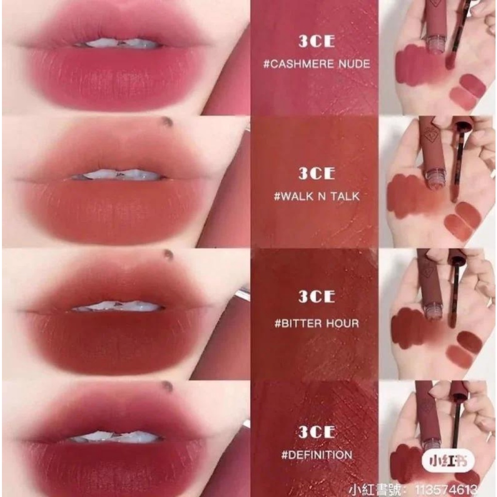 Son Kem Lì 3CE Velvet Lip Tint Walk N Talk / Bitter Hour / Cashmere Nude / Definition / Like Gentle | 3CE Blur