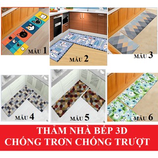 BỘ 2 THẢM NHÀ BẾP 3D NHIỀU MẪU ĐẸP CHỐNG TRƠN TRƯỢT