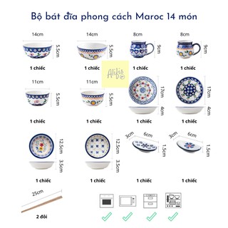 Bộ bát đĩa phong cách Maroc - 14 món cho 2 người