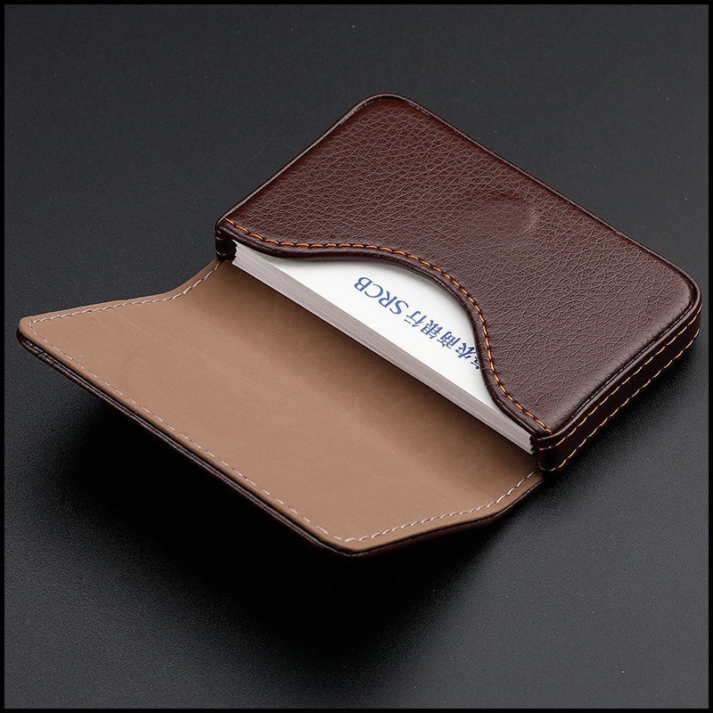 Ví Da PU Nam Châm Màu Nâu / Đen / Nâu / Cà Phê Đựng Danh Thiếp / Danh Thiếp Đa Ứng