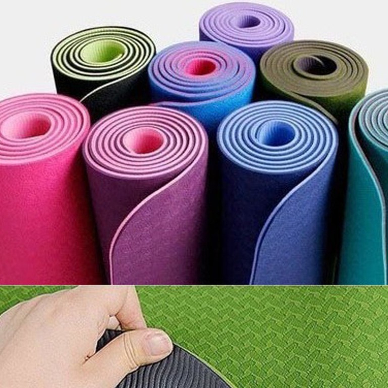 Thảm Tập Yoga chống trượt 2 lớp dày 8mm chất liệu cao su non TPE cao cấp - Tấm thảm tập Gym, Thể dục tại nhà