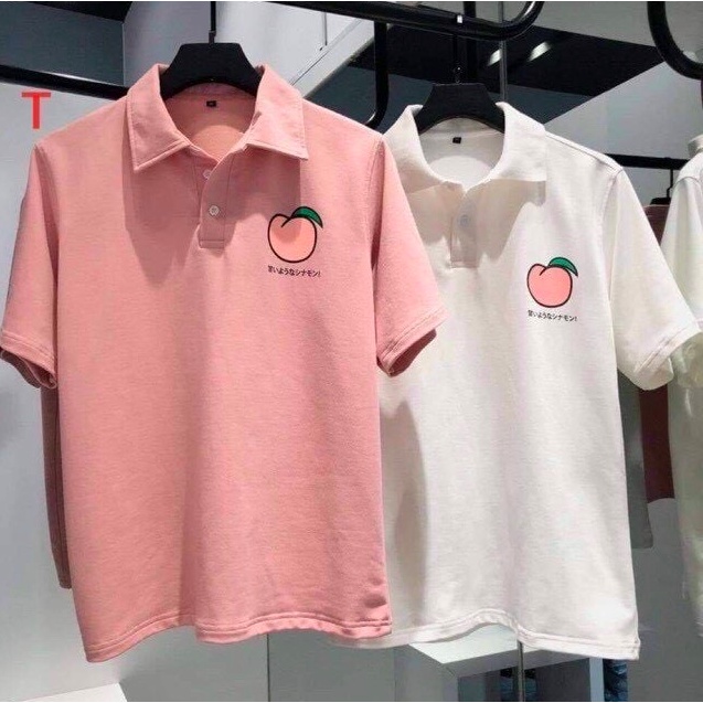 Áo Phông POLO Nữ Có Cổ Form Rộng In Logo Quả Đào Siêu Dễ Thương  Tay Lỡ Chất Thun Cotton Mềm Mát TTQ0019