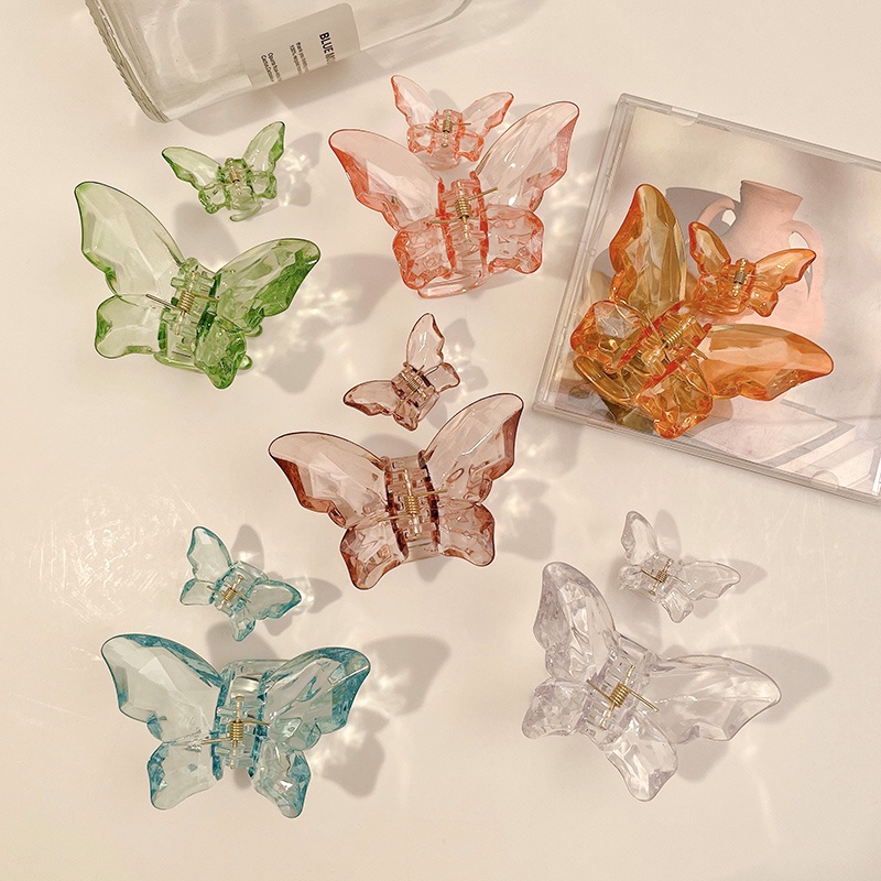 Kẹp Tóc Hình Bướm Bằng Acrylic Trong Suốt Phong Cách Hàn Quốc