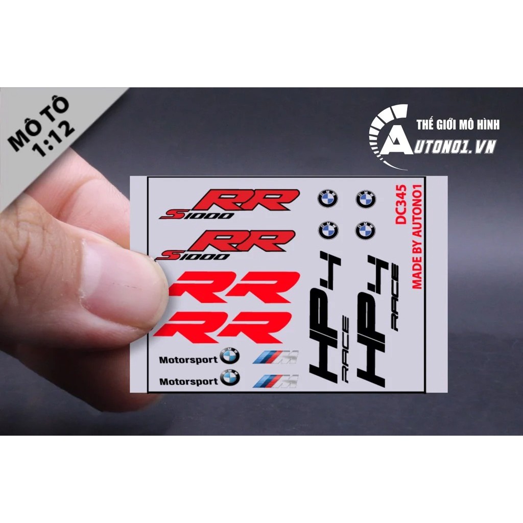 DECAL NƯỚC ĐỘ BMW S1000RR - HP4 TỈ LỆ 1:12 AUTONO1 DC345