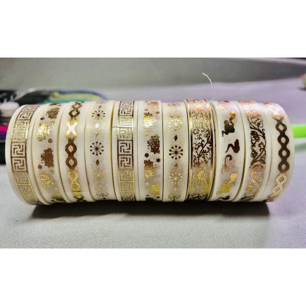 Băng keo washi tape nhũ cổ trang phong cách cổ xưa siêu đẹp