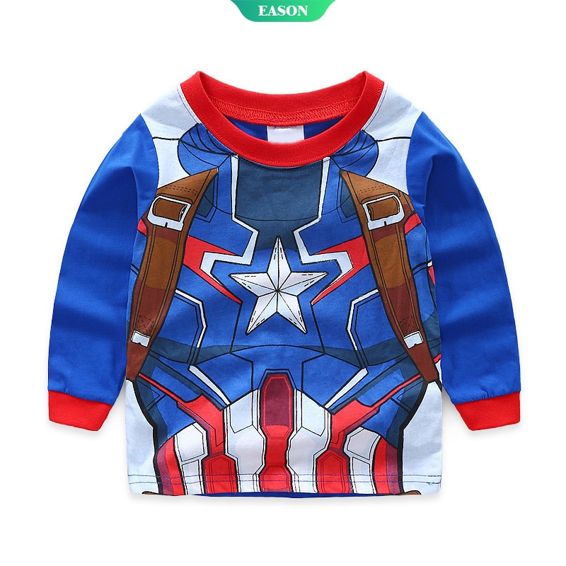 Bộ Đồ Ngủ Dài Tay Cổ Tròn Chất Liệu Cotton In Họa Tiết SpongeBob / Batman Dành Cho Trẻ Em