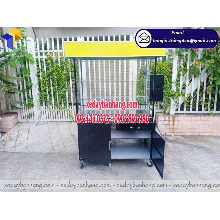 Xe đẩy bán trà sữa nhà làm bằng inox chất lượng cao - xedaybanhang.com