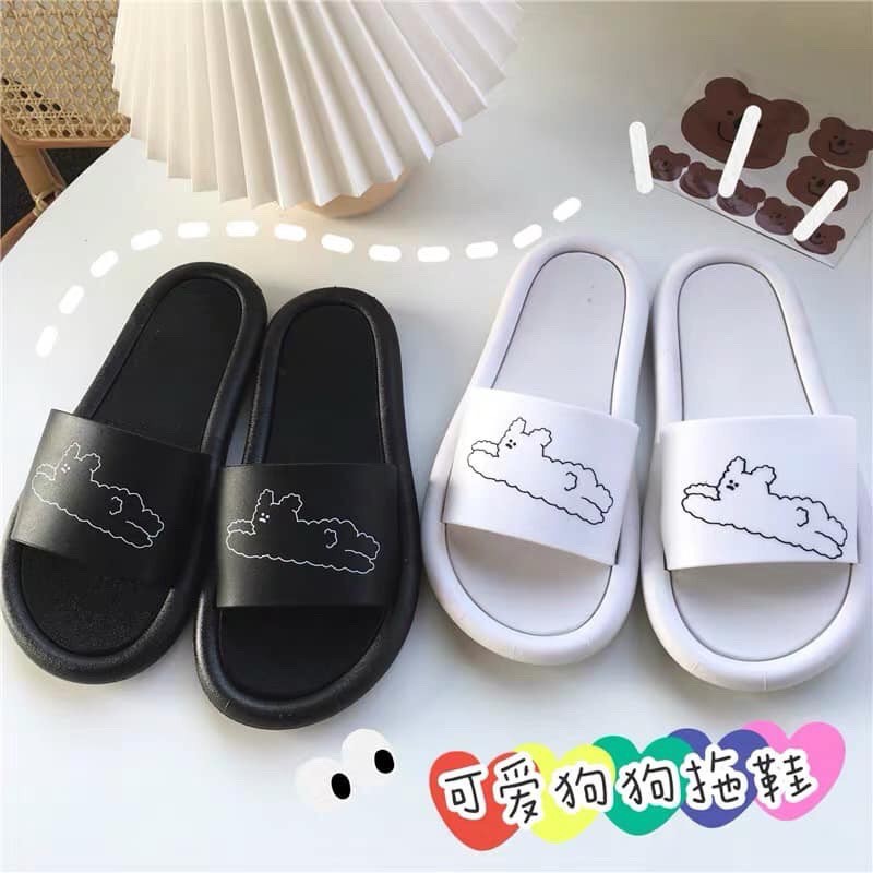 Dép quai ngang nữ hottrend hình cún nằm ườn cute siêu nhẹ