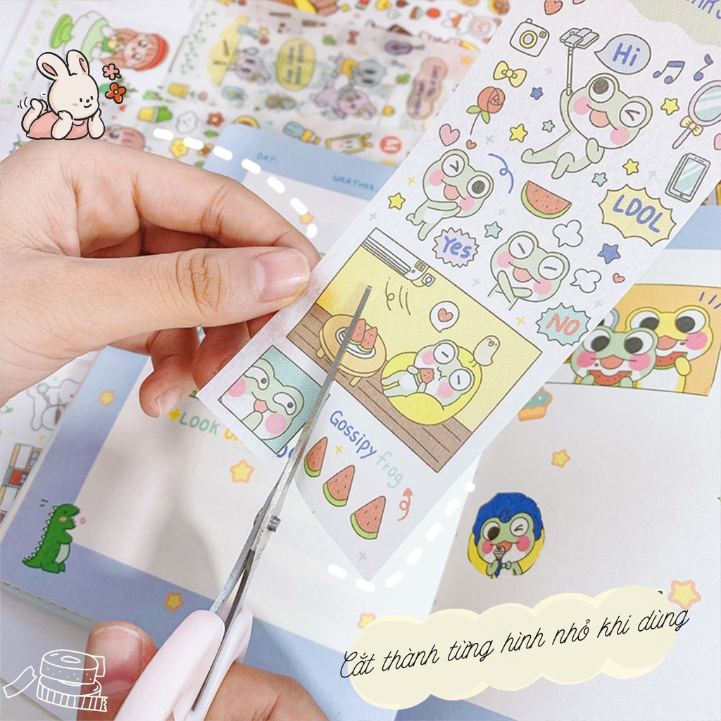 Băng Keo Giấy Washi Tape, Masking Tape Kiêm Sticker Adhesive Dễ Thương | WS016