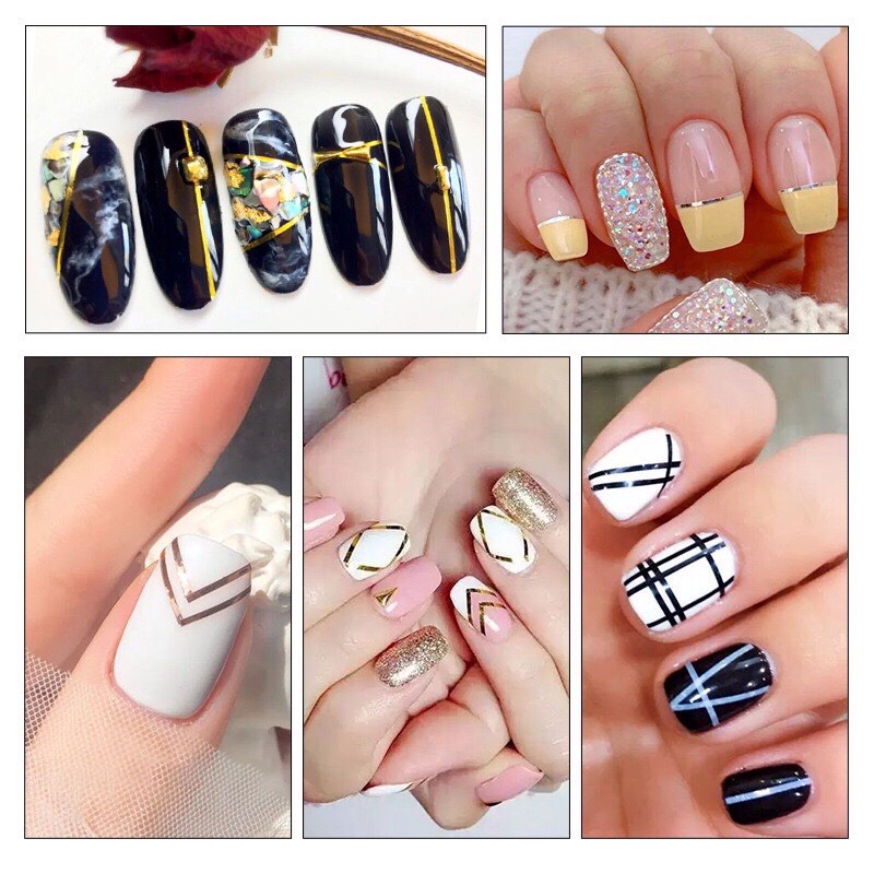 Sợi kim tuyến trang trí móng sắc nét đẹp charm  dây line kim tuyến trang trí móng tay chân