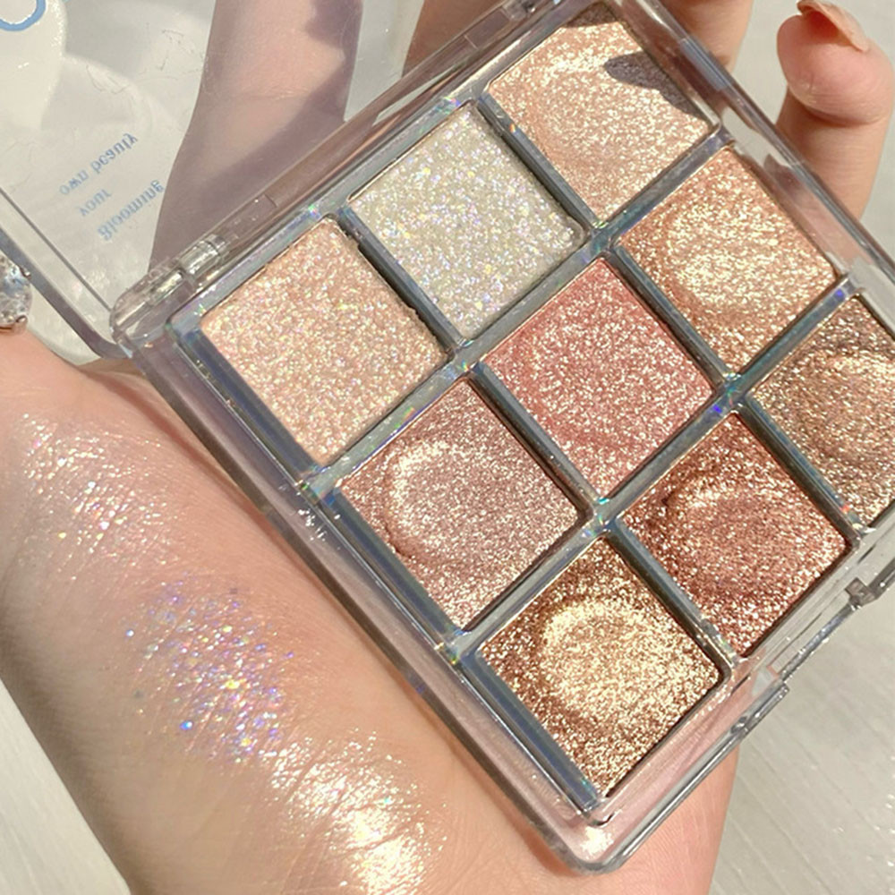 Bảng phấn mắt Roto 9 màu lì và ánh ngọc trai kết hợp phong cách cổ điển Hàn Quốc dành cho người mới bắt đầu