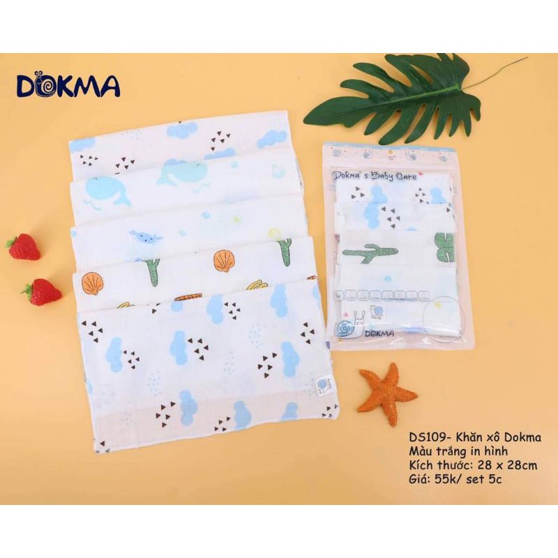 Set 5 khăn sữa xô Dokma kích thước 28x 28cm