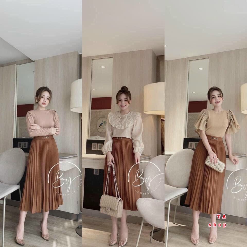 Chân váy xếp ly cạp xích