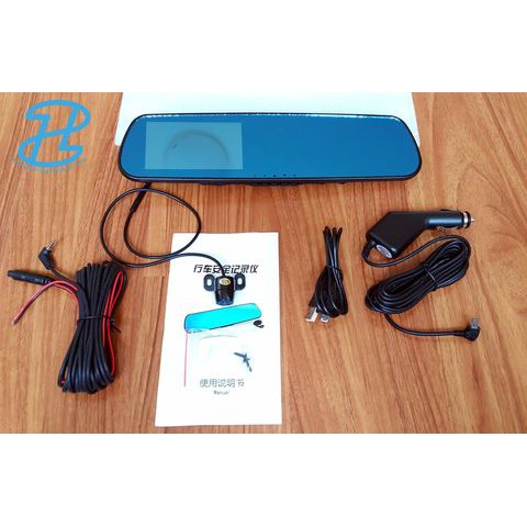  Camera hành trình dạng gương chiếu hậu HD1080 tặng kèm camera lùi