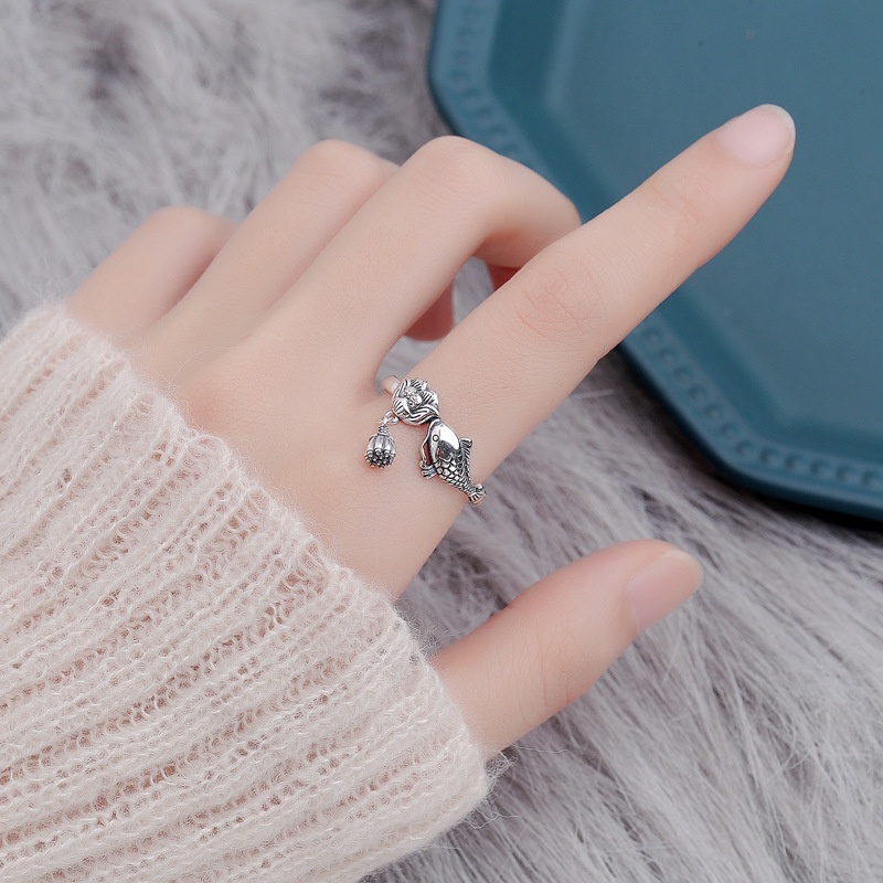 Nhẫn Hở Hình Cá Koi Nhỏ Hoa Sen Hoa Sen Cá Chép Nhỏ Hàng Năm Có Nhiều Năm