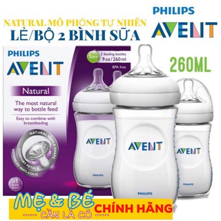 LẺ/BỘ 2 BÌNH SỮA AVENT NATURAL 260ML
