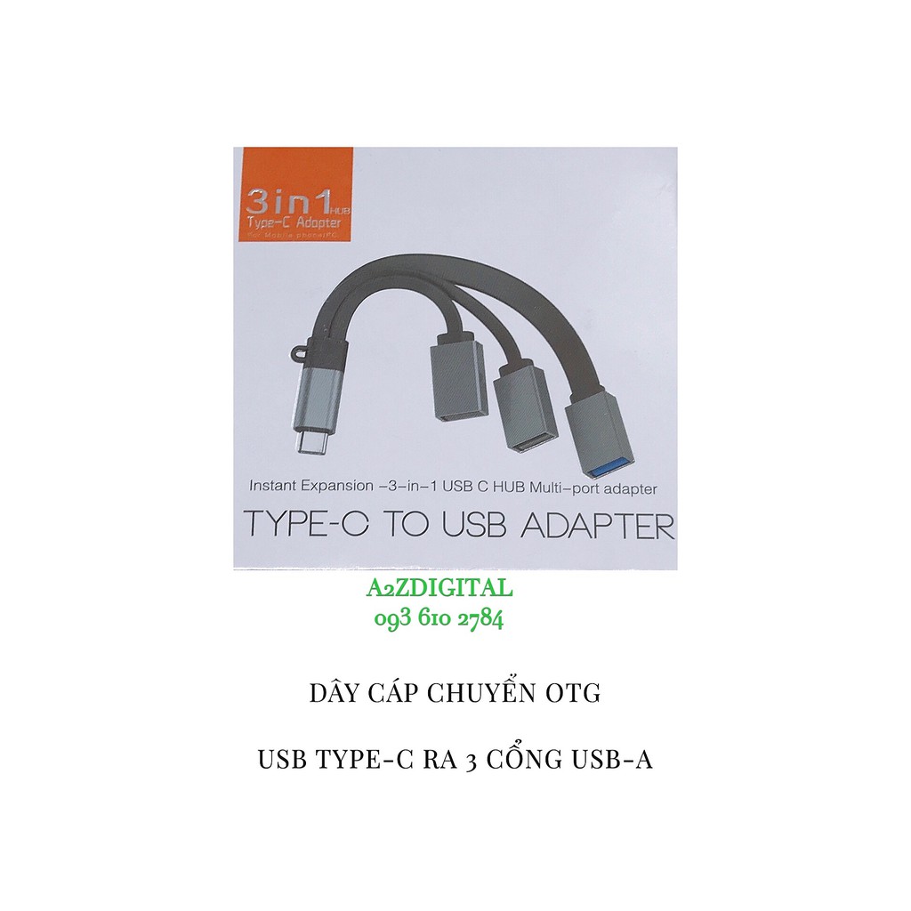 DÂY CHUYỂN OTG CỔNG TYPE-C RA 2 CỔNG USB 2.0 + 1 CỔNG USB 3.0