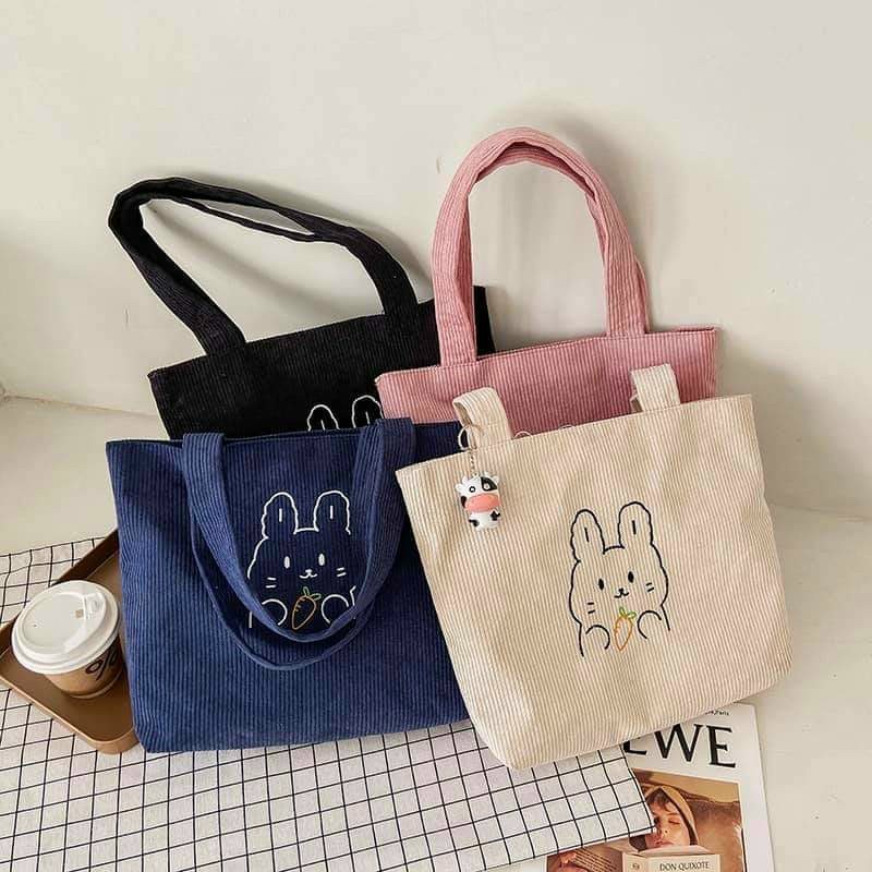 Túi tote Vải canvas mềm Đẹp Cực Hot có khóa miệng đựng vừa A4 tặng quà xinh