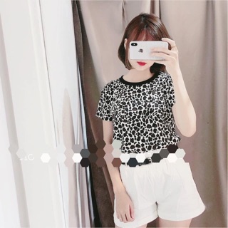Áo phông da báo cổ tròn