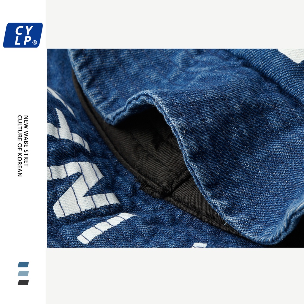 Nón Vành Denim In Chữ Graffiti Phong Cách Đường Phố Mỹ Thời Trang Cho Cặp Đôi