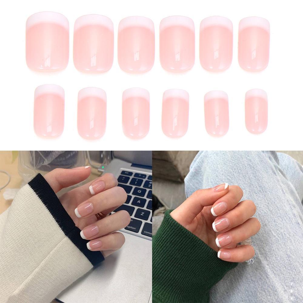 SOFTNESS Hộp 24 Móng Tay Giả Che Phủ Toàn Diện Tháo Rời Được Kiểu Pháp