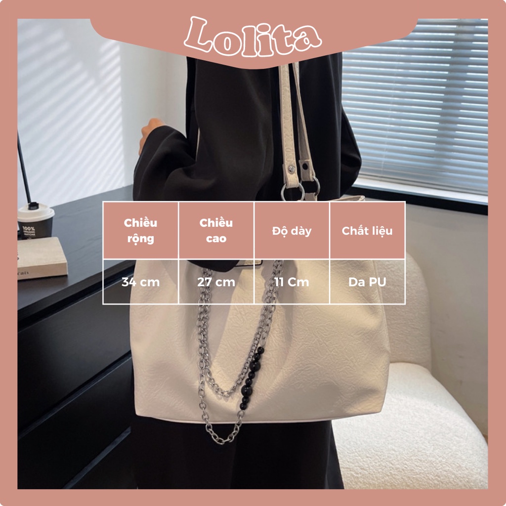 Túi Xách Tote Da Nhăn Bản To Công Sở Vintage LOLITA