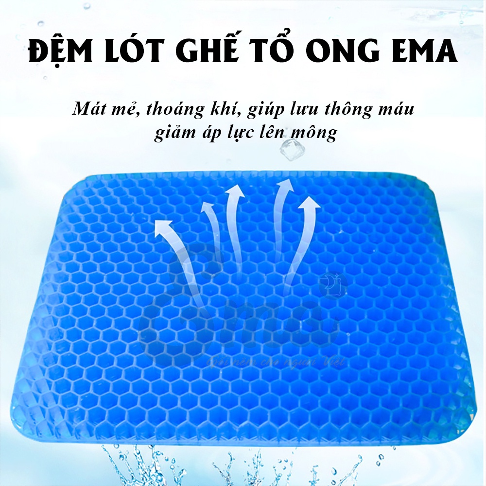 Bộ gối tựa lưng có gel lạnh &amp; đệm lót mông ghế văn phòng 3D Silicon SP04 EMA