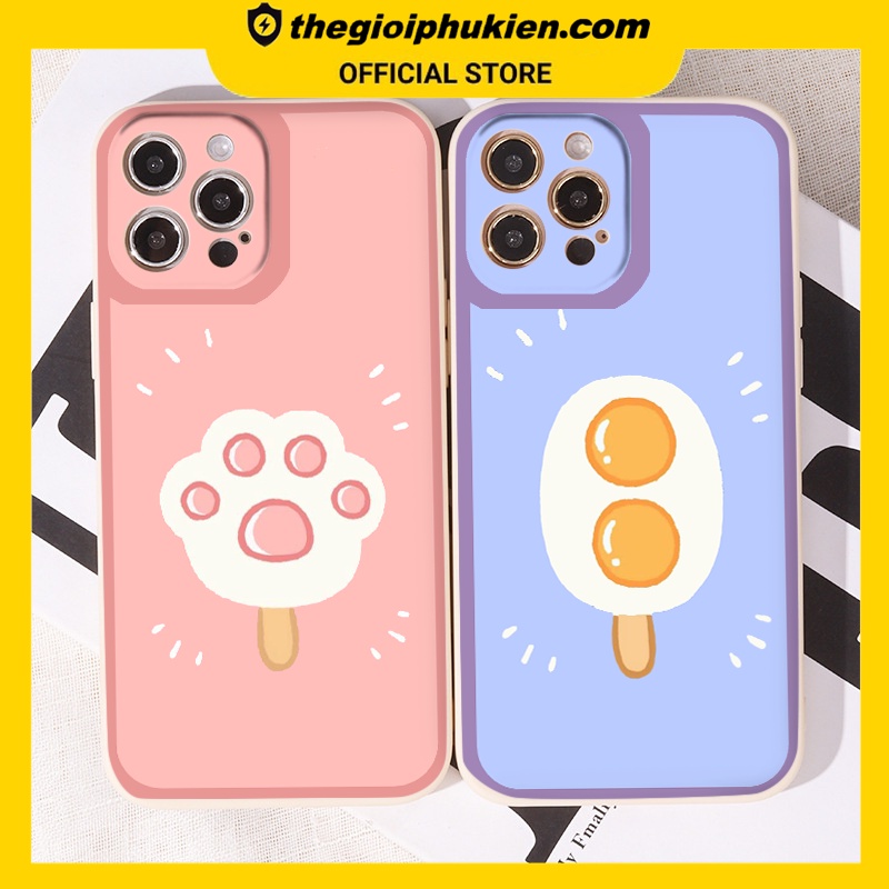 Ốp iphone - Ốp lưng iphone cạnh vuông que kem cute dành cho ip 6 đến 14promax - ng235