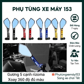 Gương chiếu hậu xe máy 5 cạnh rizoma thời trang mini nhỏ gọn gập xoay 360 độ rẻ đẹp đa năng chống chói cnc lắp mọi xe