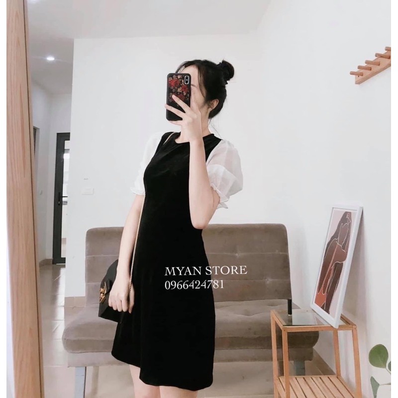 [Mã WAMT1505 giảm 10K đơn 0K] váy đen phối tay trắng (hàng có sẵn-kèm ảnh thật) | BigBuy360 - bigbuy360.vn