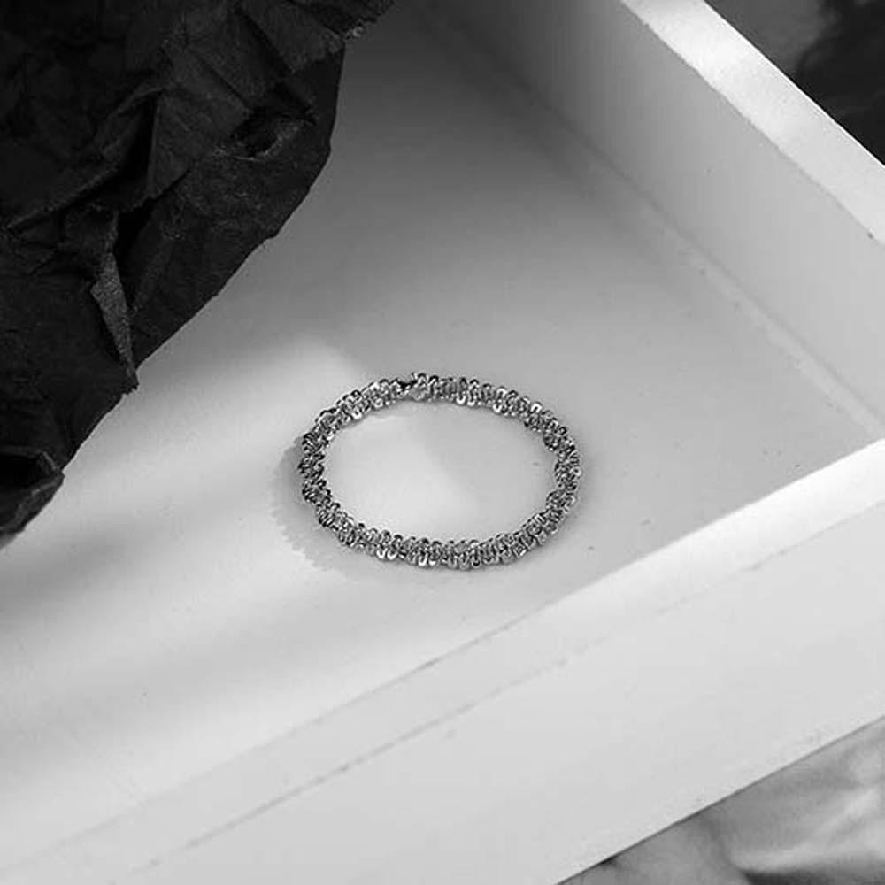 USNOW Nhẫn Dây Xích Bằng Đồng Lấp Lánh Thời Trang Hàn Quốc Đơn Giản Cho Nữ