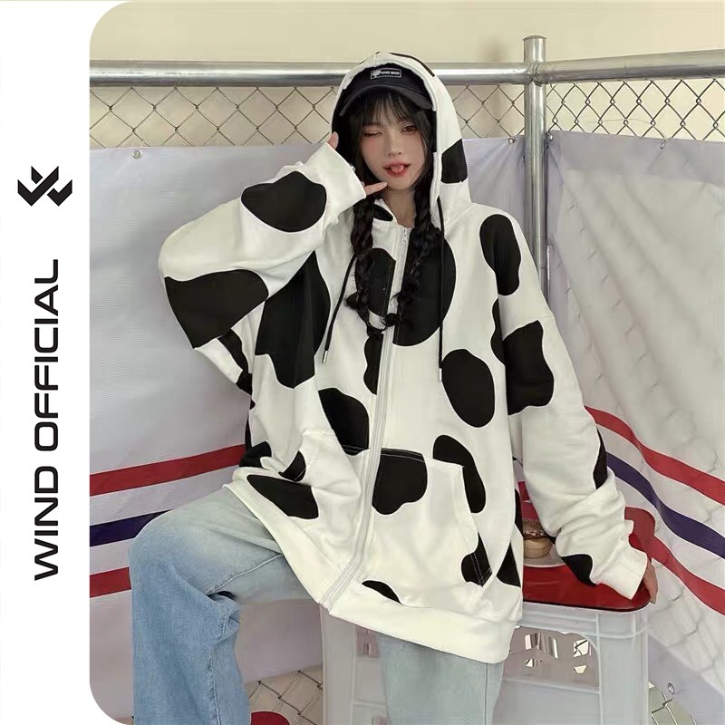 Áo khoác nỉ unisex form rộng cardigan Bò Sữa nam nữ ulzzang Wind