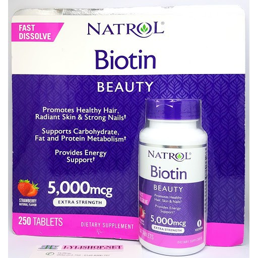 Viên ngậm NATROL BIOTIN BEAUTY FAST DISSOLVE 5000MCG MỸ (250 VIÊN)