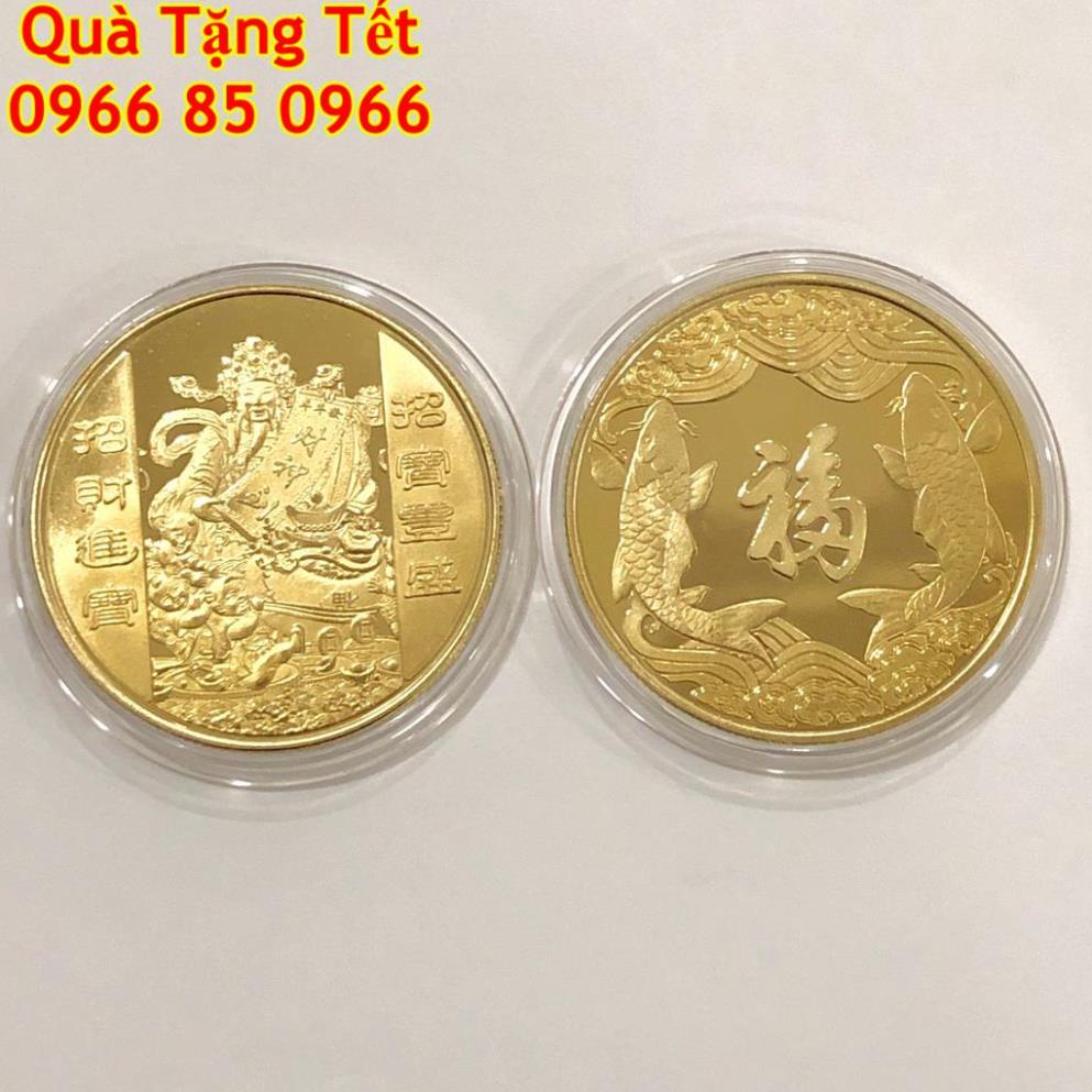[RẺ NHẤT SHOPEE] Đồng Xu Thần Tài Tặng Kèm Túi Gấm May Mắn