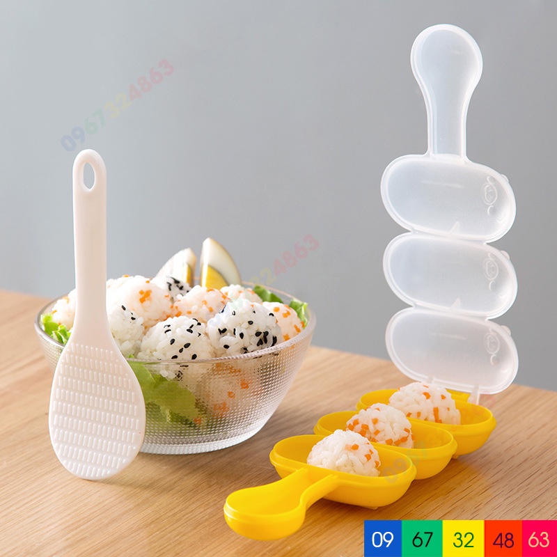 Bộ khuôn lắc cơm KÈM THÌA tạo hình cơm nắm cho bé ăn dặm