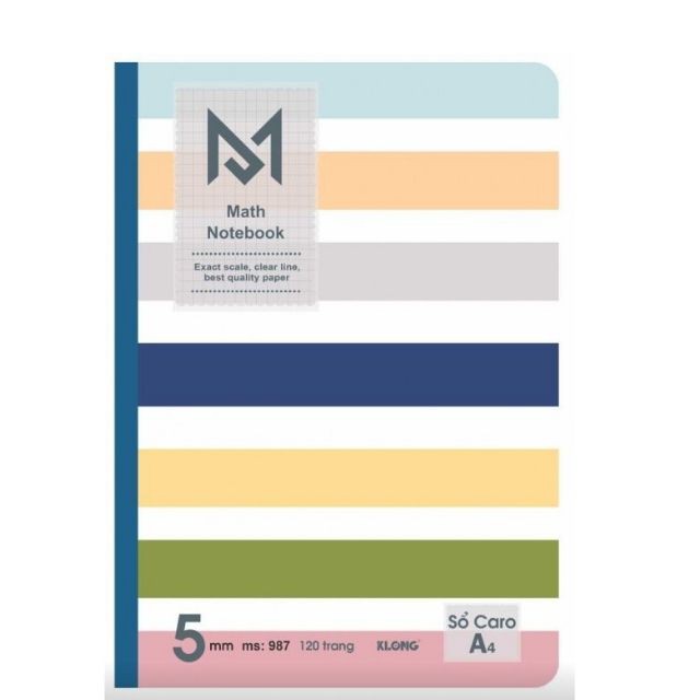 Sổ May Caro A4 Math Notebook 120 Trang; MS 987- Sổ Có Kết Cấu May Dán Gáy, Giấy có Độ Mịn Cao ,Không Nhòe,Lem Khi Viết