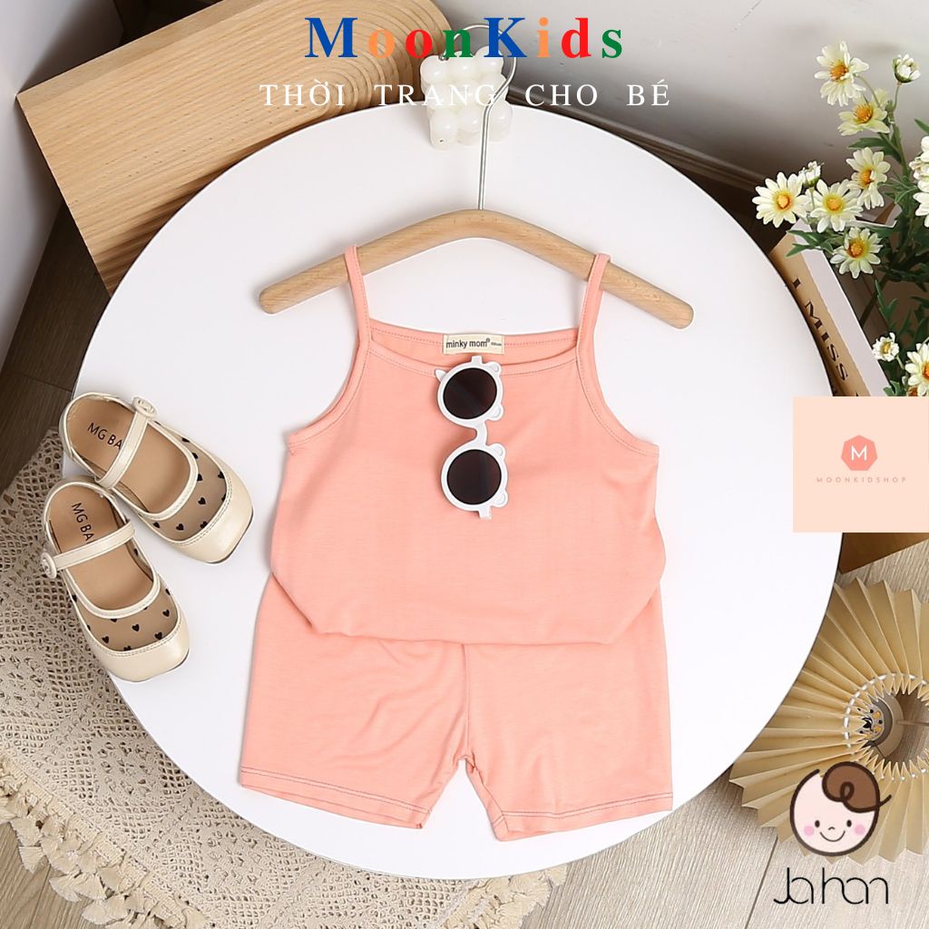 Bộ MinKy Mom Hai Dây Siêu Rẻ vải thun lạnh cotton 100% Cho Bé Gái Từ 6-18kg,Áo hai dây bé gái,đồ hai dây cho bé