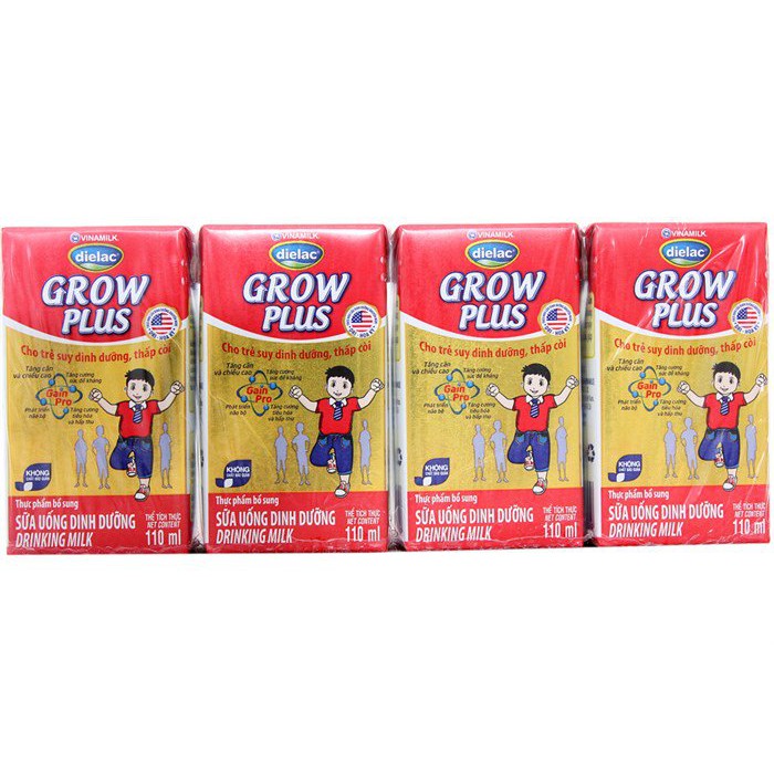 Lốc sữa Dielac Grow Plus đỏ 110ml