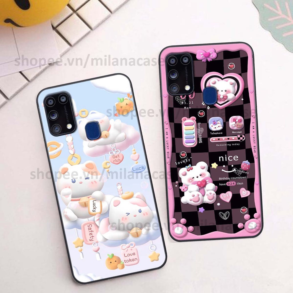 Ốp Samsung M31 hình đồng hồ icon gấu mèo cute cực dễ thương ngộ nghĩnh