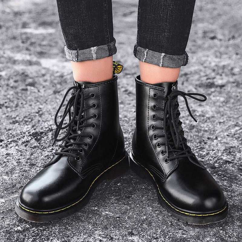 Giày bốt martin bằng da mềm cổ thấp 6 lỗ size 35-47 chính hãng cho nam nữ