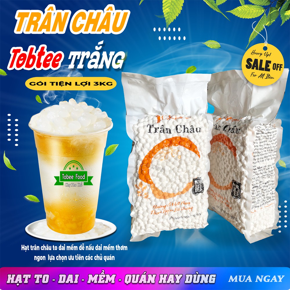 Siêu Ngon - Trân Châu Trắng (gói 1kg) - Vị thơm ngọt, dẻo dai đến 12 giờ.