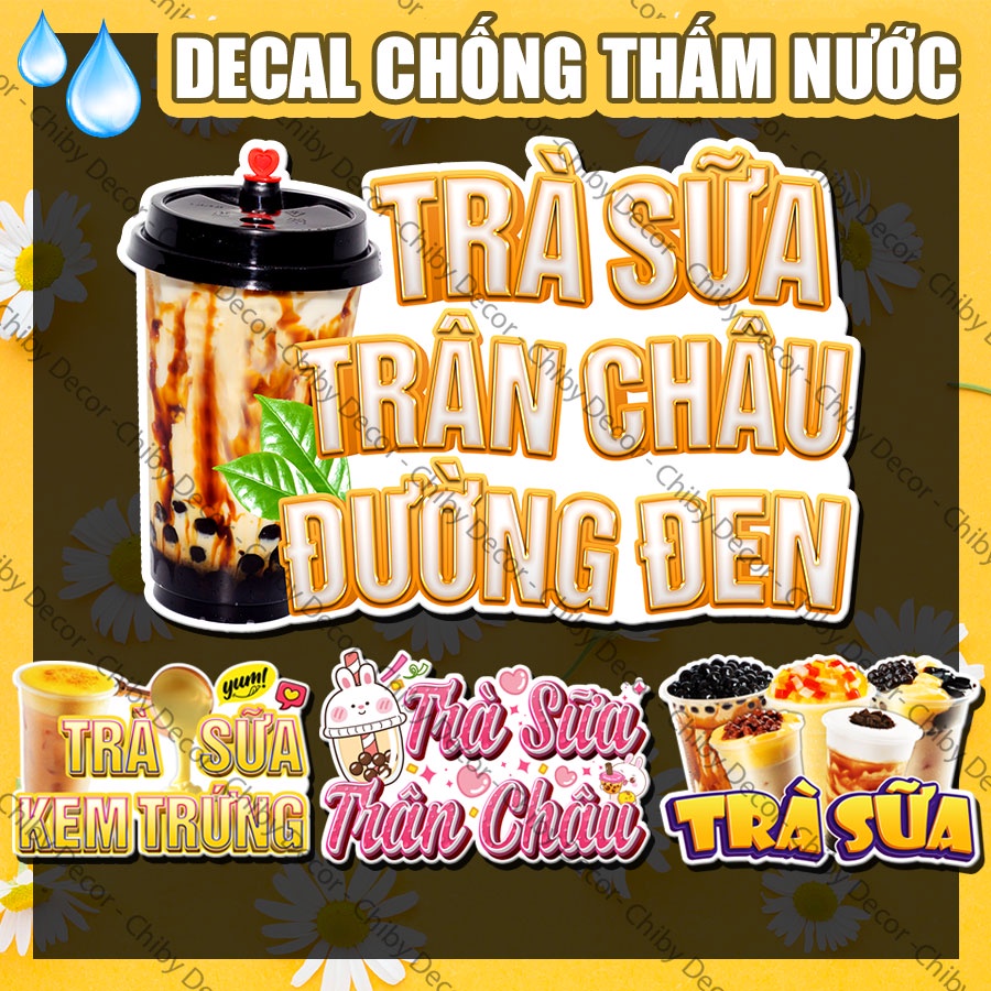 Trang trí quán trà sữa 🍧 𝘿𝙚𝙘𝙖𝙡 𝙑𝙞𝙣𝙮𝙡 𝙇𝙤𝙖̣𝙞 𝙄 Chống nước, Decor quán trà sữa bắt mắt, Dán xe trà sữa, tủ kính, tường, gỗ