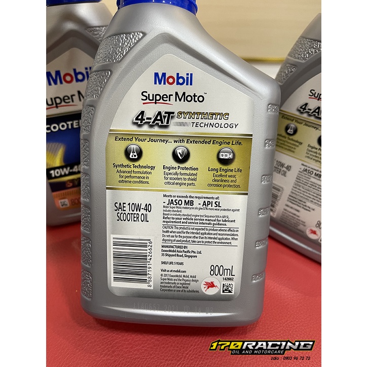 (HCM) Nhớt Xe Tay Ga MOBIL SUPER MOTO SCOOTER 10W40 4AT SYNTHETIC TECNOLOGY Dung Tích 800ML - 1000ML