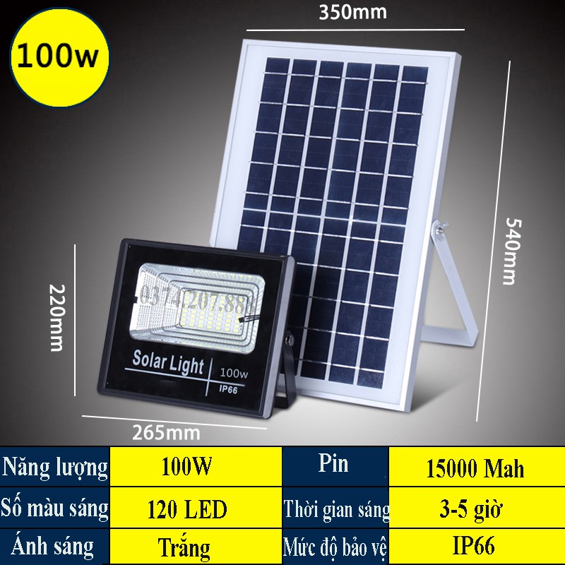 Đèn led pha năng lượng mặt trời 100w BABA [Den Nang Luong Mat Troi]