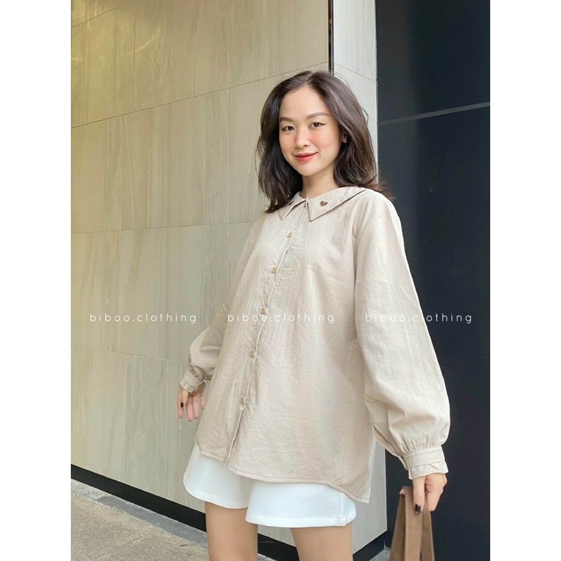 BIBOO - Áo sơmi tay dài cổ thêu trái tim - HEART SHIRT